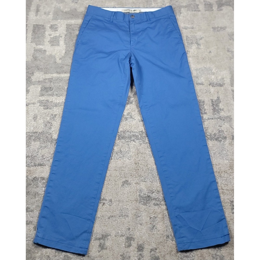 Lacoste Men's Blue‎ Slim Fit Stretch Logo Chino Pants Sz 30x27
